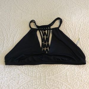High neck black bikini